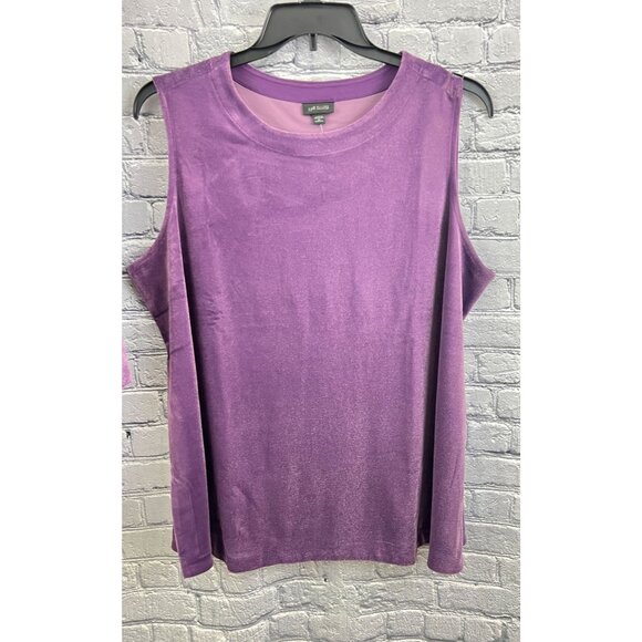 J.Jill Wearever Collection Purple Velvet Velour Shirt & Tank Top Set Size  2X - Picture 6 of 7